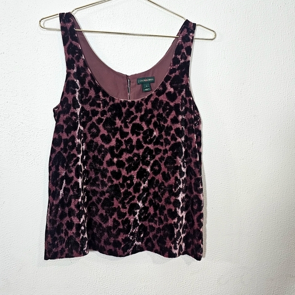 J. Crew Tops - J. Crew Burgundy Leopard Velvet Tank Top
